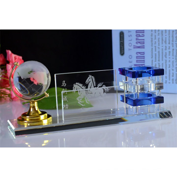 Büro-Geschenke Crystal Pen Holder mit Crystal Terrestrial Globe